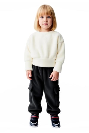 Kız Çocuk Peluş Dokulu Bisiklet Yaka Üst ve Jogger Pantolon Takımı Kaliteli Şık Rahat