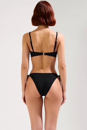 Kadın Bikini Takımı Dokulu Örme Kumaş Straplez Üst Balensiz Atma Kap Brazilian Alt Normal Bel