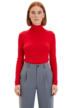 Kadın Fitted Balıkçı Yaka Uzun Kollu Crop Örme Bluz Cool & Comfort Persona Kış Sezonu İçin İdeal