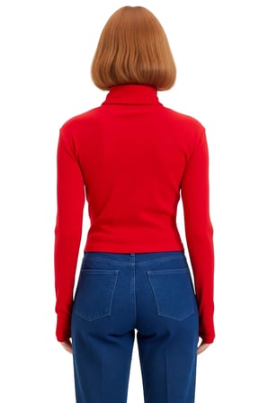 Kadın Fitted Balıkçı Yaka Uzun Kollu Crop Örme Bluz Cool & Comfort Persona Kış Sezonu İçin İdeal