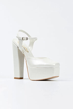 Kadın Moda Şık Sedef Cilt Klasik Köşe Kalıplı Kalın Düğün Nişan Gece Abiye Ayakkabı