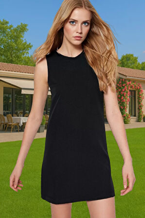 Kadın Kısa Shift Elbise Polyester Dokuma Yazlık İş Elbisesi Şık Görünüm Konforlu Kesim Şık Görünüm