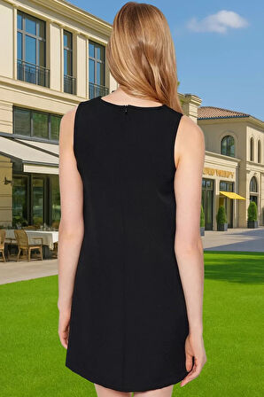 Kadın Kısa Shift Elbise Polyester Dokuma Yazlık İş Elbisesi Şık Görünüm Konforlu Kesim Şık Görünüm