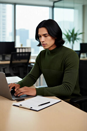 Erkek Dokulu Dik Yaka Triko Kazak Slim Fit Kesimiyle Kış Aylarına Modern Dokunuşlar Katın Kaliteli