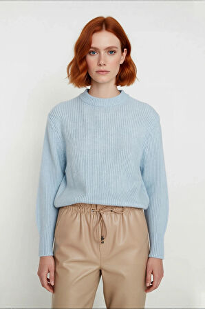 Kadın Oversize Kalıp Düşük Kol Bisiklet Yaka Triko Kazak Basic Rahat Kışlık Stil Seçimi Kaliteli