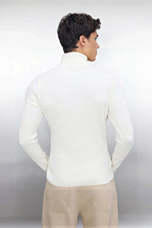 Erkek Fitted Balıkçı Yaka Fitilli Triko Kazak Kış Günleri İçin İdeal Şıklığı ve Konforu Sunar