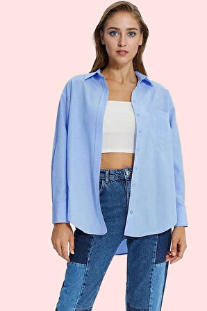 Kadın Boyfriend Geniş Kalıp Pamuklu Gömlek Günlük Casual Stil Hafta Sonu Dayanıklı Malzeme