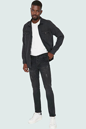 Erkek Skinny Dar Kesim Denim Jean Pantolon Yıpratmalı Casual Günlük Yaz Aylarının Vazgeçilmezi