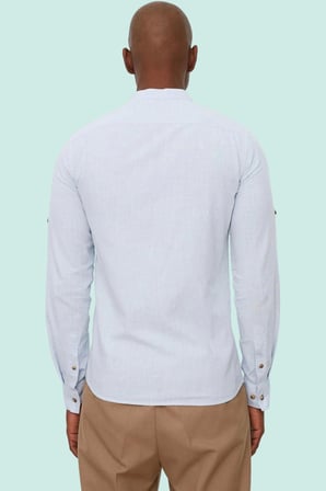 Erkek Basic Slim Fit Hakim Yaka Pamuklu Günlük Gömlek Hafta Sonu Yaz Aylarının Vazgeçilmezi