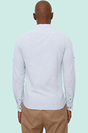 Erkek Basic Slim Fit Hakim Yaka Pamuklu Günlük Gömlek Hafta Sonu Yaz Aylarının Vazgeçilmezi
