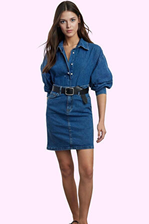 Kadın Denim Mini Etek Yüksek Bel Kemerli Casual Günlük Kombinler Yaz Aylarının Vazgeçilmezi