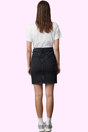 Kadın Denim Mini Etek Yüksek Bel Kemerli Casual Günlük Kombinler Yaz Aylarının Vazgeçilmezi