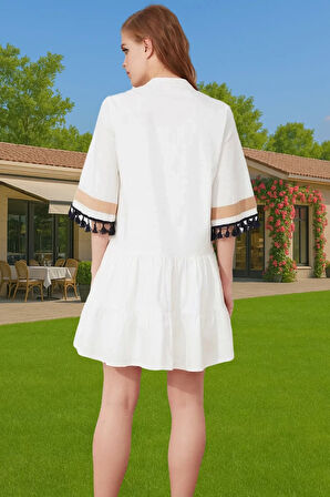 Kadın Mini Boy Shift Elbise Pamuklu Poplin Kumaş Rahat Günlük Yazlık Trend Tasarım Premium Kalite