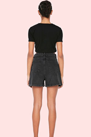 Kadın Denim Şort Yüksek Bel City Short Boru Paça Pamuklu Yaz Aylarının Vazgeçilmezi Günlük Kullanım