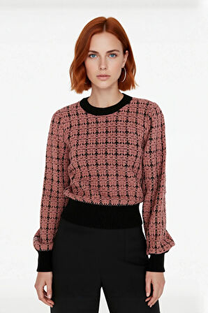 Kadın Regular Kalıp Dokulu Bisiklet Yaka Uzun Kollu Şık Triko Kazak Soğuk Günler İçin İdeal Seçim