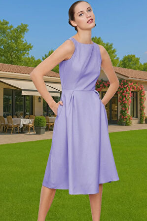 Midi Boy Pileli Elastan Dokuma Elbise İş Ve Günlük Yüksek Kalite Şık Görünüm Premium Kalite