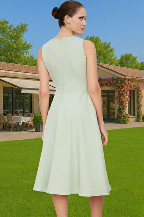 Midi Boy Pileli Elastan Dokuma Elbise İş Ve Günlük Yüksek Kalite Şık Görünüm Premium Kalite