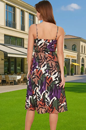 Pileli Midi Elbise Polyester Örme Yazlık Günlük Şık Özenle Seçilmiş Modern Stil Zarifane Tasarım
