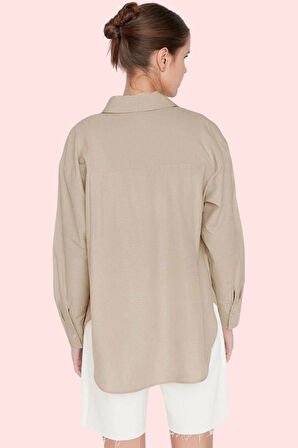 Kadın Boyfriend Geniş Kalıp Pamuklu Gömlek Günlük Casual Stil Hafta Sonu Dayanıklı Malzeme