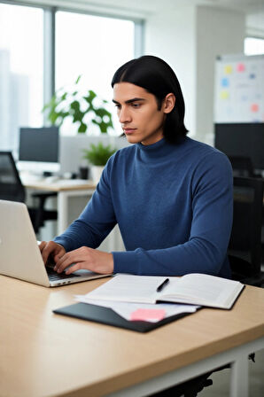 Erkek Fitted Kalıp Yarım Balıkçı Yaka Triko Kazak Kış Sezonu İçin Modern ve Şık Bir Seçim Kaliteli