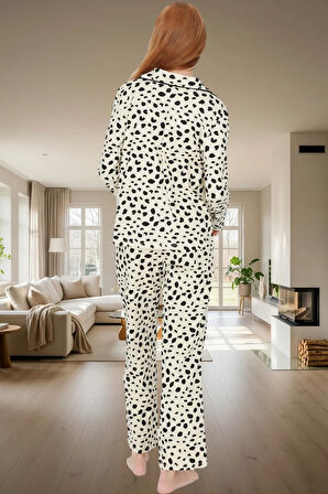Kadın Leopar Desenli Pamuklu Pijama Takımı Rahat Ev Giyim Seti Konforlu Kesim Premium Kalite