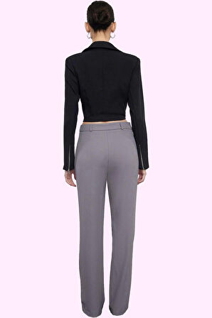 Kadın Yüksek Bel Straight Pantolon Dokuma Kumaş Casual Günlük Hafta Sonu Dayanıklı Malzeme