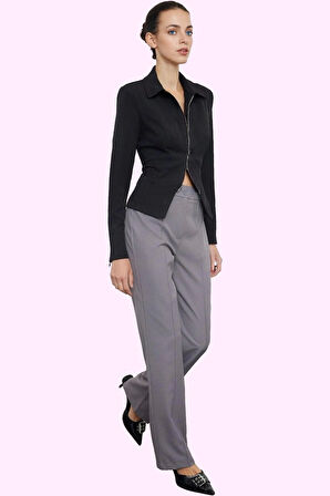 Kadın Yüksek Bel Straight Pantolon Dokuma Kumaş Casual Günlük Hafta Sonu Dayanıklı Malzeme