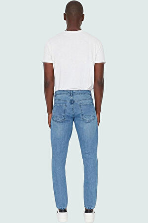 Erkek Slim Fit Dar Kesim Denim Kot Pantolon Yırtık Detaylı Casual Günlük Dayanıklı Malzeme