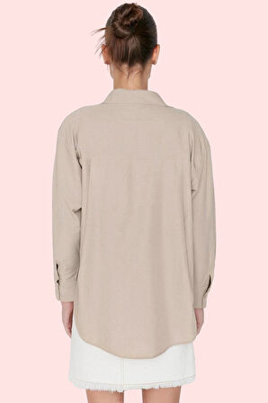 Kadın Boyfriend Geniş Kalıp Pamuklu Gömlek Günlük Casual Stil Hafta Sonu Dayanıklı Malzeme