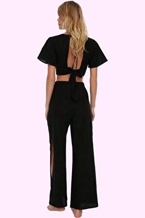 Kadın Yüksek Bel Geniş Paça Dokuma Pantolon Pamuklu Yaz Aylarının Vazgeçilmezi Günlük Kullanım