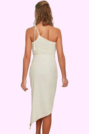 Kadın Midi Boy Keten Görünümlü Etek Kemerli Düz Desen Plaj Giyim Yaz Aylarının Vazgeçilmezi