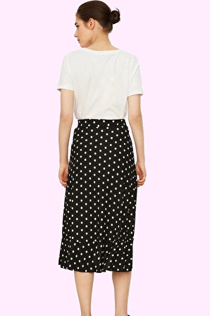 Kadın Çiçekli Desenli Midi Etek Yüksek Bel A line Yırtmaçlı Yazlık Yaz Aylarının Vazgeçilmezi