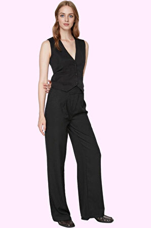 Kadın Geniş Paça Dokuma Pantolon Casual Stil Günlük Kombinler İçin Yaz Aylarının Vazgeçilmezi