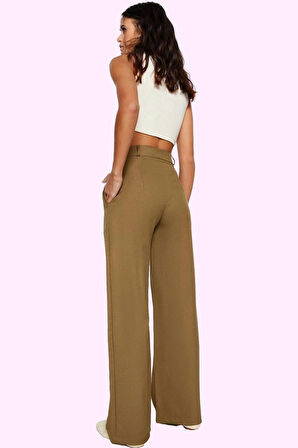 Kadın Geniş Paça Dokuma Pantolon Casual Stil Günlük Kombinler İçin Yaz Aylarının Vazgeçilmezi