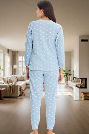 Kadın Kışlık Kalpli Polar Pijama Takımı Rahat Uyku Seti 3lü Profesyonel Görünüm Özel Tasarım