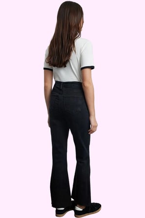 Kadın Yüksek Bel Geniş Paça Denim Flare Jean Kemersiz Casual Günlük Yaz Aylarının Vazgeçilmezi