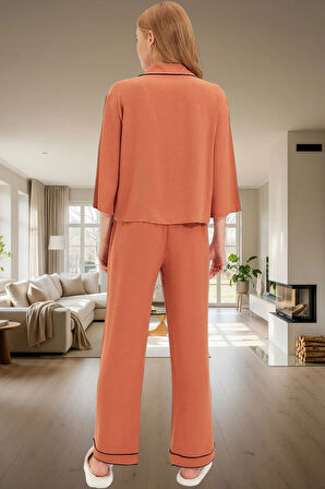 Kadın Viskon Pijama Takımı Shally Dokuma Kışlık Profesyonel Görünüm Günlük Kullanım İçin