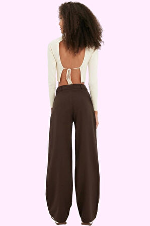 Kadın Geniş Paça Palazzo Pantolon Düz Desen Normal Bel Wide Leg Rahat Günlük Modern Tasarım