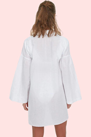 Kadın Plaj Gömleği Pamuklu Basic Siluet Yaz Aylarının Vazgeçilmezi Günlük Kullanım Hafta Sonu