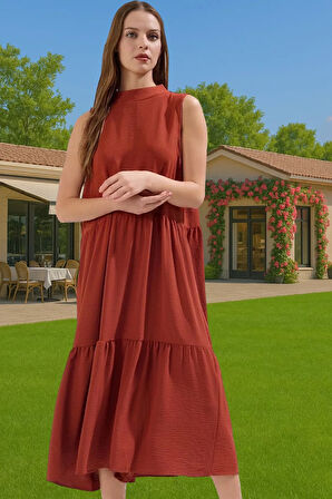 Kadın Midi Boy Shift Elbise Polyester Dokuma Kumaş Günlük Tarz Konforlu Kesim Mükemmel Uyum