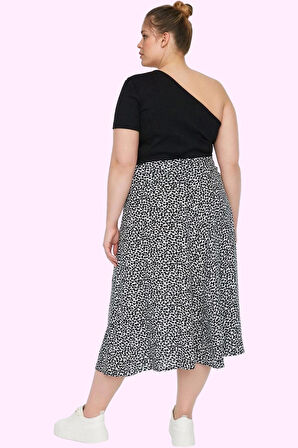 Kadın Midi Boy Animal Desenli Yüksek Bel Etek Viskoz Günlük Şıklık Yaz Aylarının Vazgeçilmezi