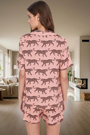 Kadın Şık Desenli Viskon Pijama Takımı Rahat Yazlık Shally Dokuma Trend Tasarım Özel