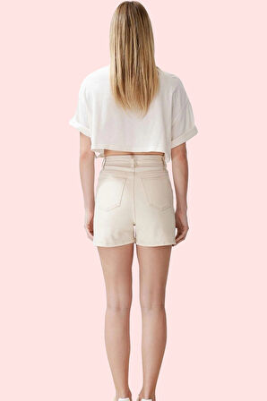 Kadın Yüksek Bel Denim Şort City Kalıp Boru Paça Günlük Yaz Hafta Sonu Stilin Buluştuğu Yer