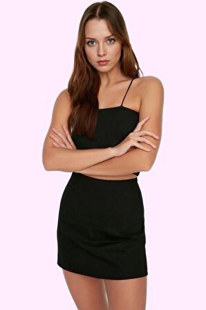 Kadın Basic Yüksek Bel A line Mini Etek Kemerli Günlük Hafta Sonu Yaz Aylarının Vazgeçilmezi