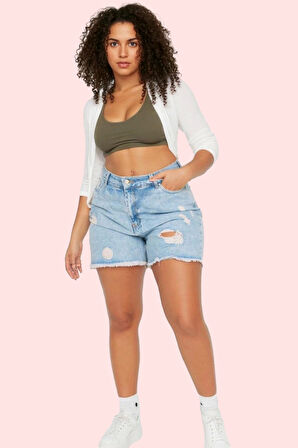 Kadın Yüksek Bel Geniş Paça Denim Şort Pamuklu Günlük Kombinler Yaz Aylarının Vazgeçilmezi