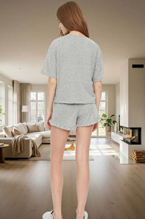 Kadın Pamuklu Örme Pijama Takımı Yazlık Kısa Şortlu Rahat Tasarım Ve Şık Mükemmel Uyum