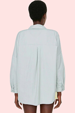 Kadın Oversize Pamuklu Dokuma Gömlek Basic Kalıp Günlük Kullanım İçin Yaz Aylarının Vazgeçilmezi