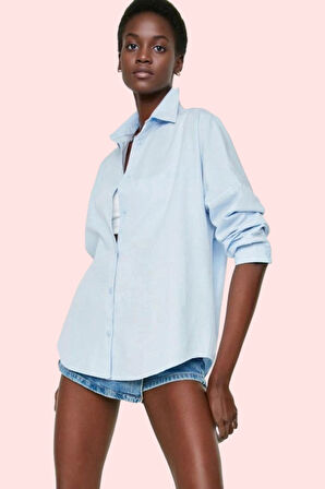 Kadın Oversize Pamuklu Dokuma Gömlek Basic Kalıp Günlük Kullanım İçin Yaz Aylarının Vazgeçilmezi