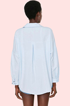 Kadın Oversize Pamuklu Dokuma Gömlek Basic Kalıp Günlük Kullanım İçin Yaz Aylarının Vazgeçilmezi