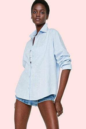Kadın Oversize Pamuklu Dokuma Gömlek Basic Kalıp Günlük Kullanım İçin Yaz Aylarının Vazgeçilmezi